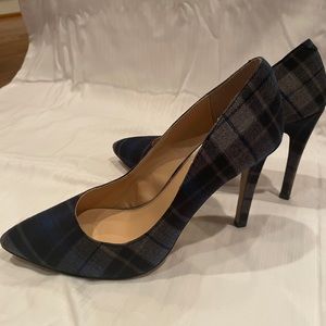 Blue plaid heels